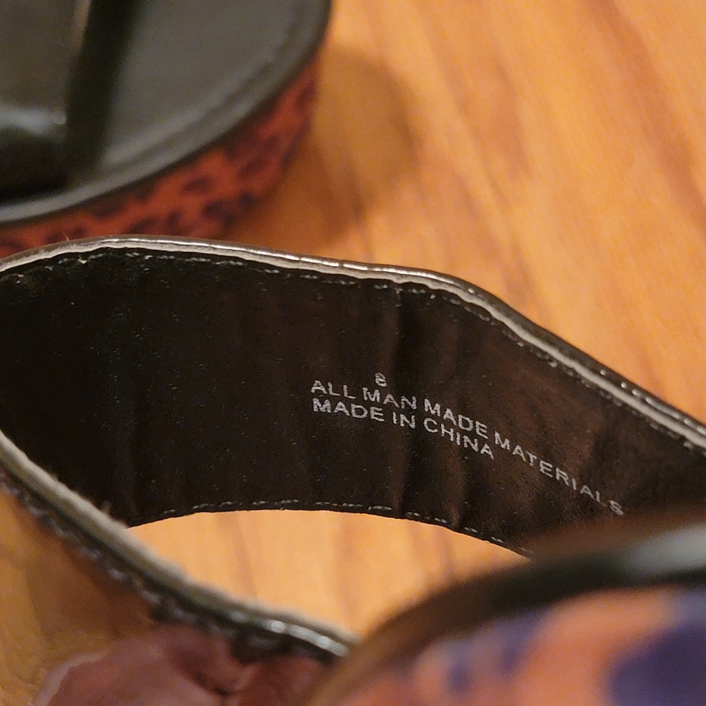 Express Patent Strap With Leopard Print Wedge San… - image 4